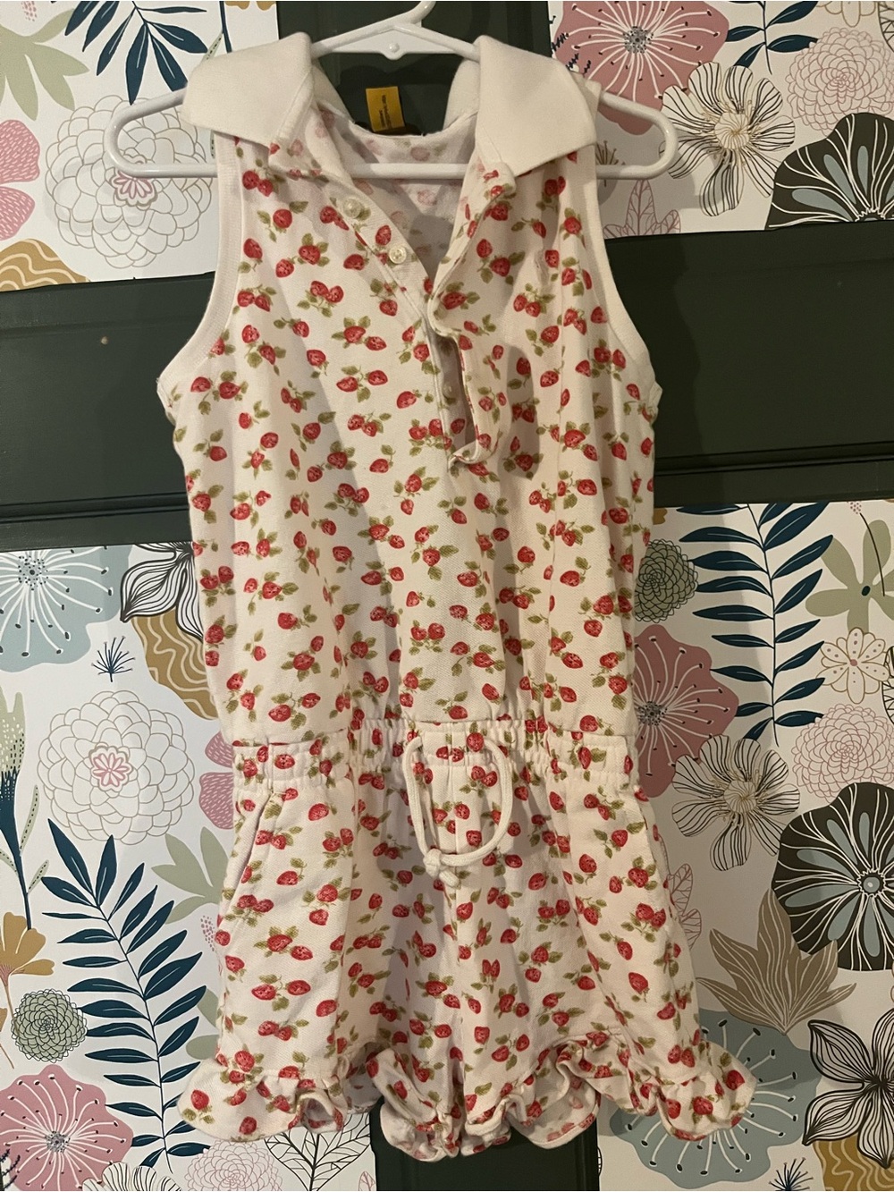 Polo by Ralph Lauren White Strawberry Print Sleeveless Romper Dress